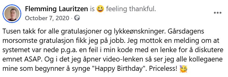 Flemming sin Facebook status