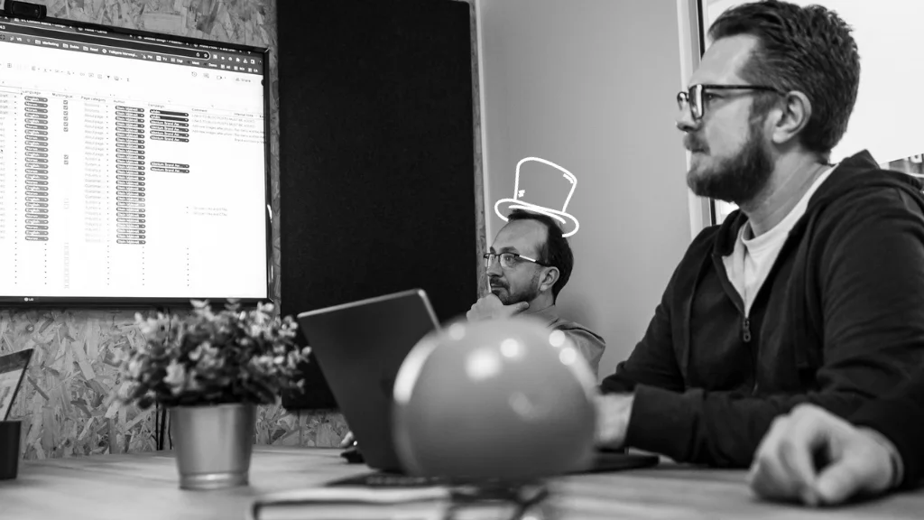 Intrigued colleagues in a meeting room